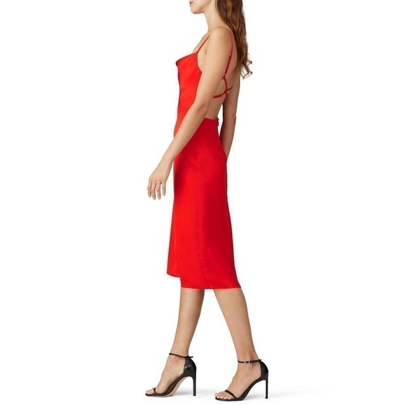 Fame & Partners The Toluca Dress Open Back Sheath High-Low Sleeveless Red 10 - Picture 4 of 11